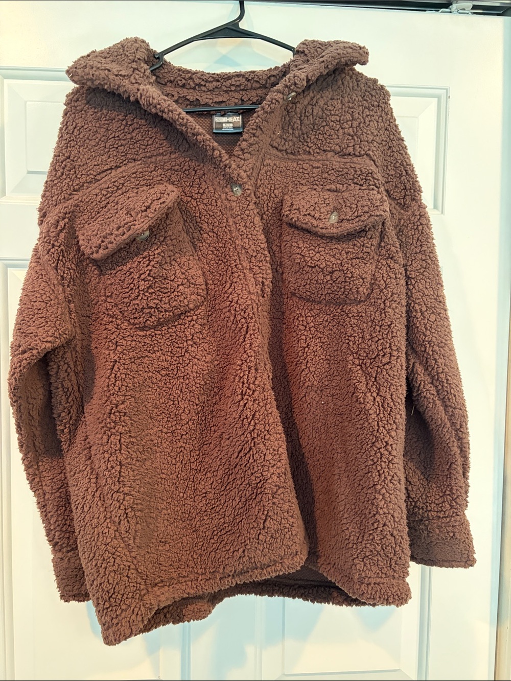 32 Degrees Hooded Teddy Jacket in Chestnut Brown